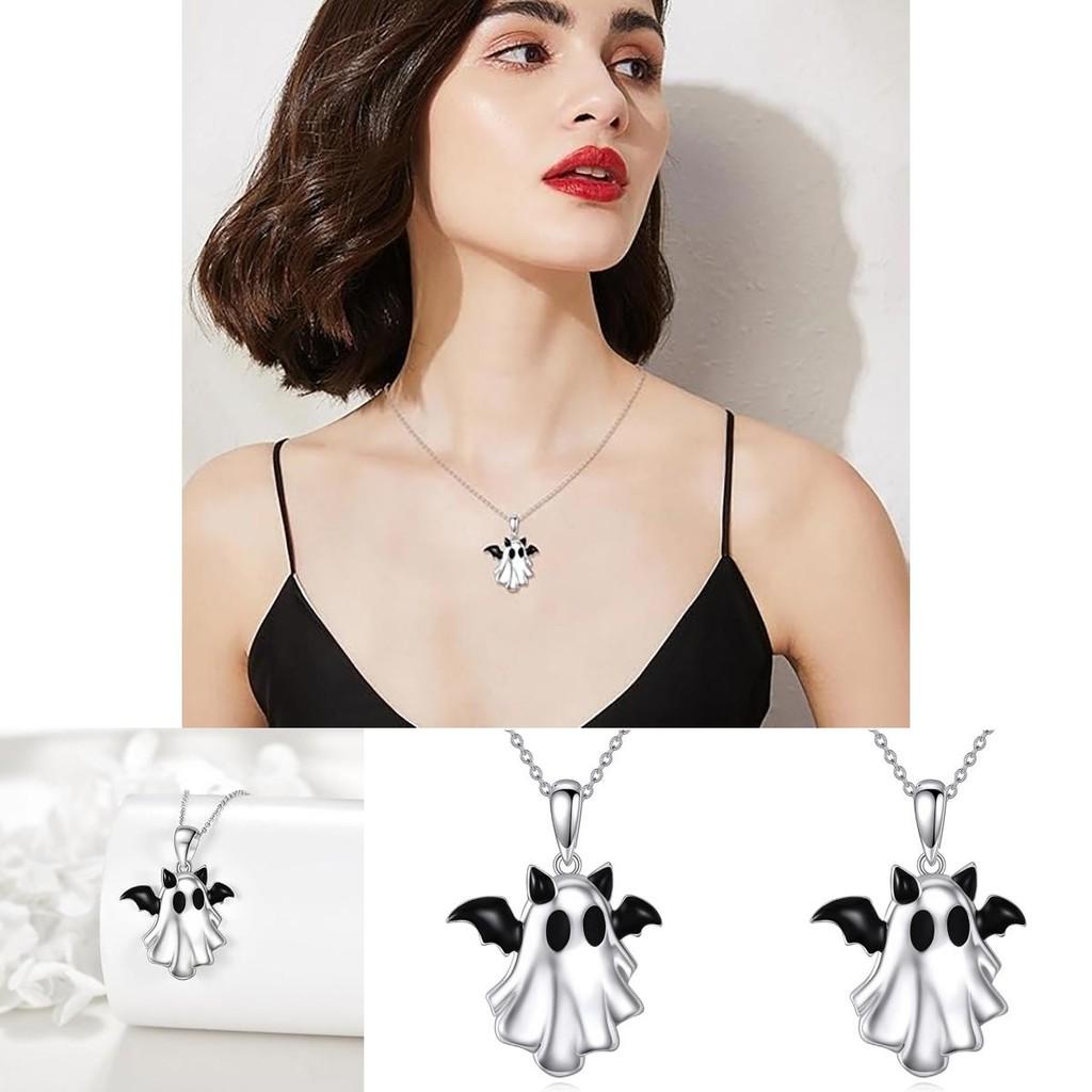 Halloween Ghost Pendant Necklace With Zinc Alloy Material For Festive Costume