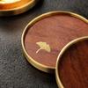 Набор подставок из розового дерева, круглый коврик из черного дерева, термостойкий коврик для чашки кофе, офиса, дома, кухни, с медным противоскользящим покрытием
