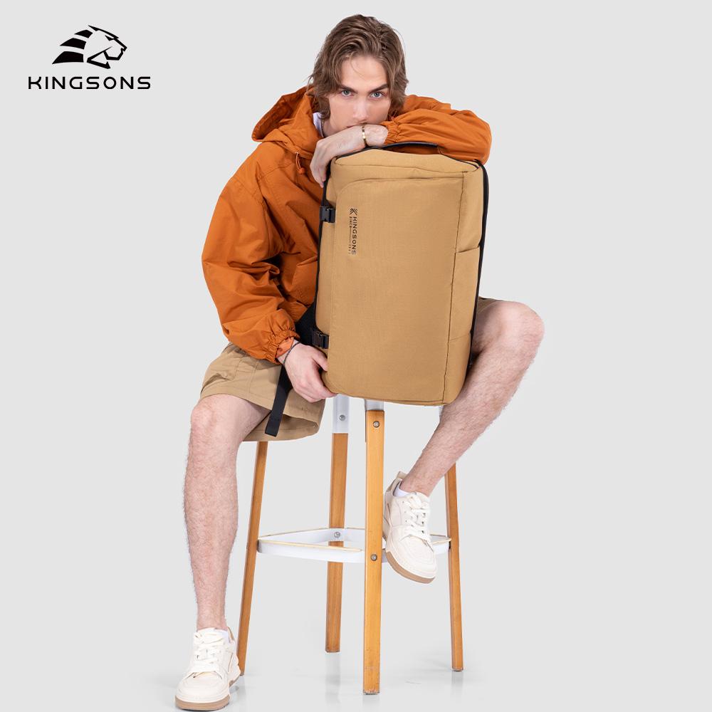 Men Women Backpack Kingsons For 17 Inch Laptop 2025 New Recycled Polyester 32 L Large Capacity 180° Open Waterproof Travel Backpack Khaki K10218R