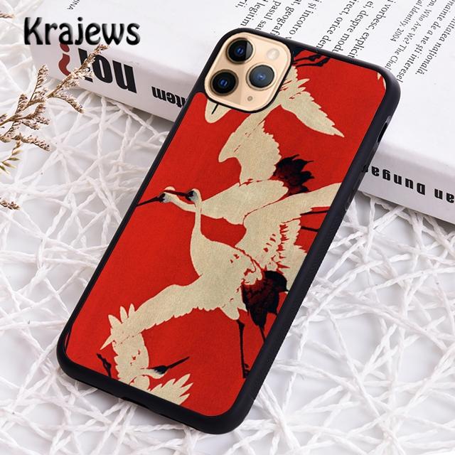Krajews Japanese Cranes Art Phone Case Cover For iPhone 14 5 SE 6s 7 8 Plus X XR XS 11 12 13 Pro Max Samsung Galaxy S21 S22ultra