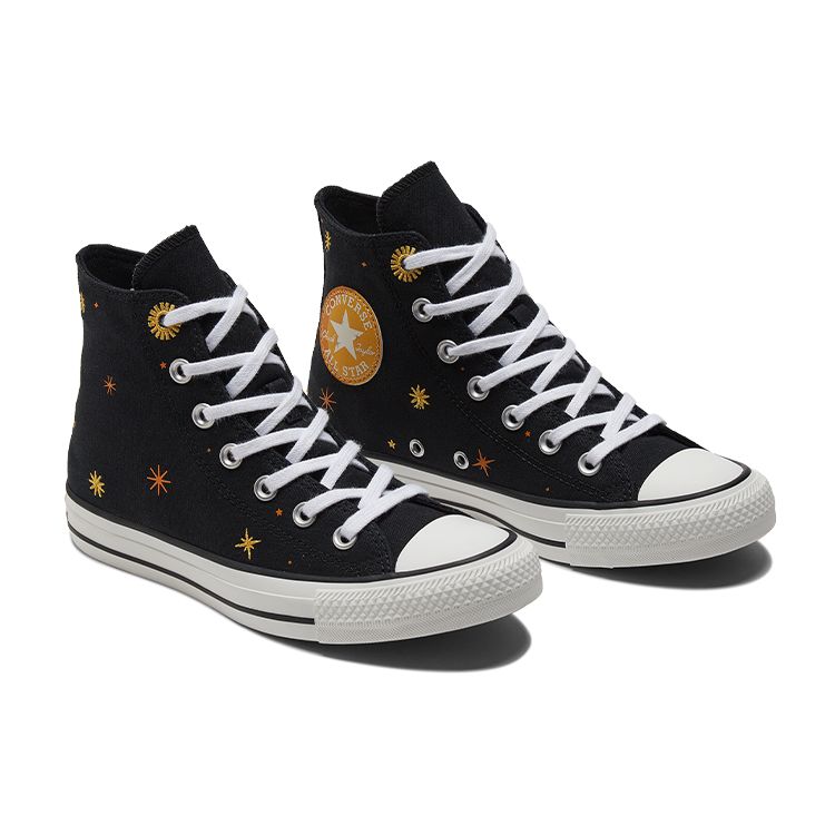 Converse Chuck Taylor All Star Galaxy Pattern модные удобные нескользящие прочные высокие парусиновые туфли женские кроссовки черные желтые A02885C