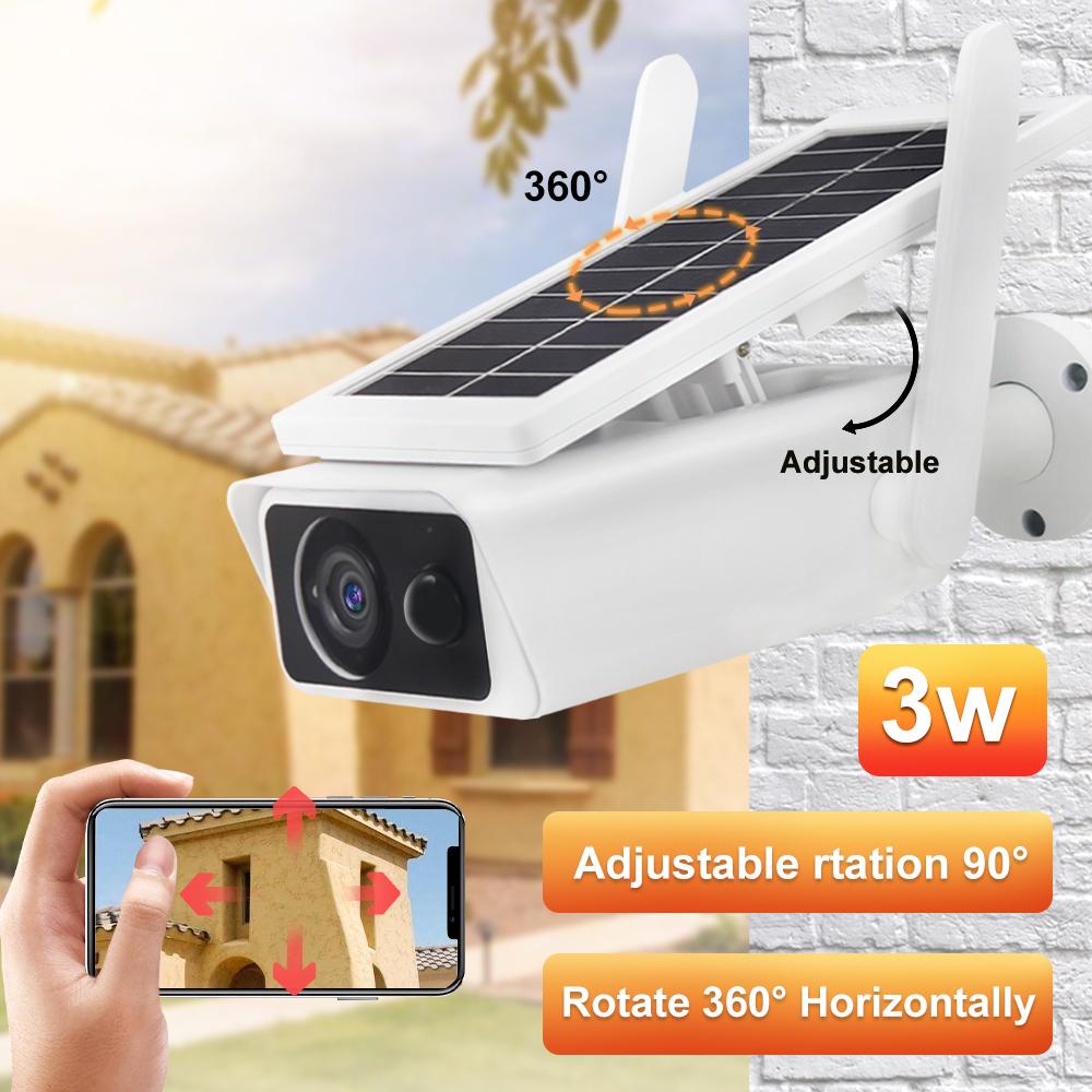 Solar 1080P 3MP Ip Camera Outdoor Ip66 Waterproof Wireless Security Cam Solar Powered Ir Motion Detection Night Vision Wifi Camera