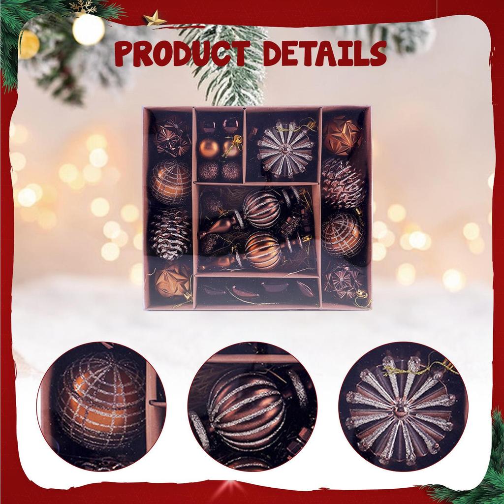 53 Pieces Ball Ornaments Shatterproof Christmas Pendants Cone Baubles Hanging Tree Decorations Made