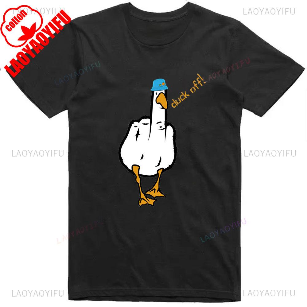 Mens Funny T-Shirt Rude Seagull Design Regular Fit Cotton Tee Women Men Print Cartoon Graphic Cotton T Shirts Breathable Workout