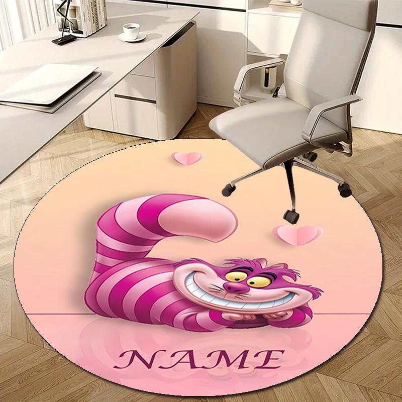 Personalized C-Cheshire cat Round Chair Office Rug - Perfect for Mat, Office Chair & More - Ideal Gift for Birthdays and Holidays