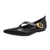 Fashion Retro Pointed Toe Soft Leather Flat Shoes Women Narrow Band Buckle Mary Jane Shoes Women Fashion Comfort Large Size Women Shoes