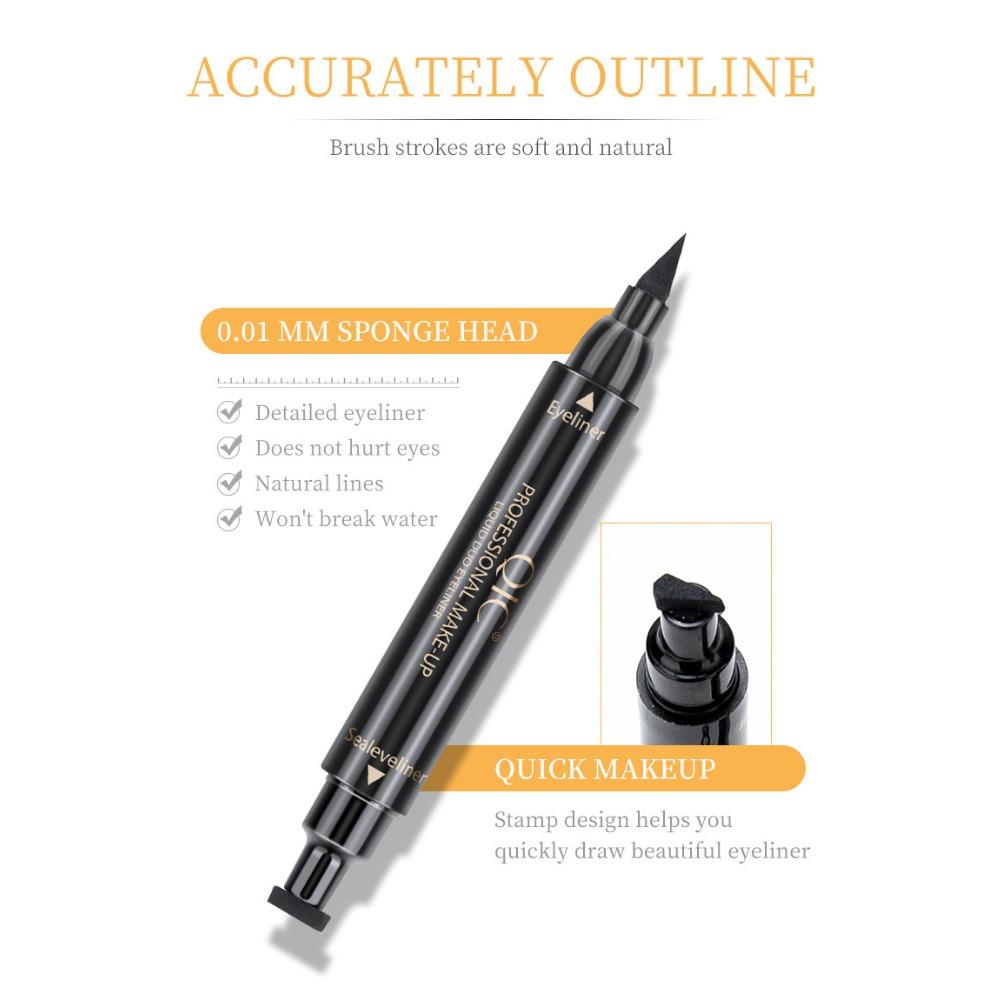 QIC Double -headed Seal Eyeliner, Waterproof Without Fainting Triangular Wing Tail Seal Eyeliner Pen