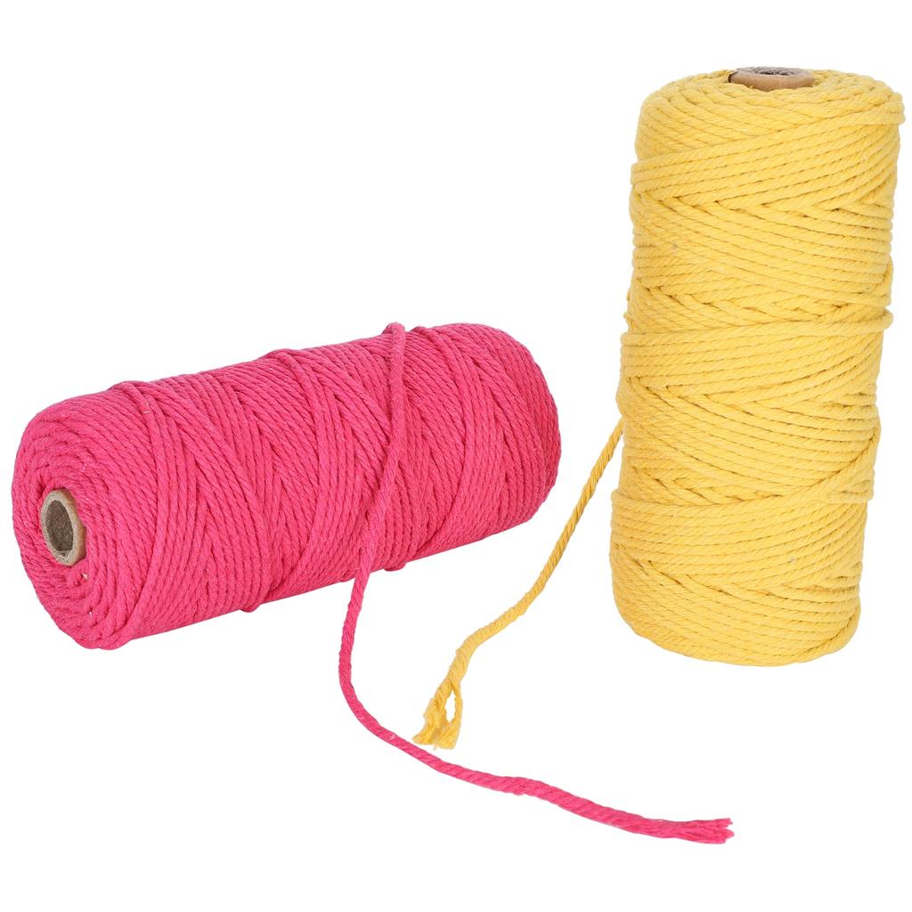 Натуральная хлопковая веревка Макраме Шнур Одножильная Пряжа для вязания Поделки DIY 3 мм 100 метров