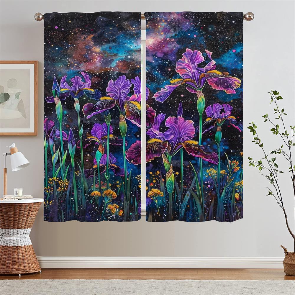 Фиолетовые ирисовые затемняющие шторы для гостиной, дома и декора, тканевые подхваты для штор, кухонные шторы, 2 шт., оконные завитки