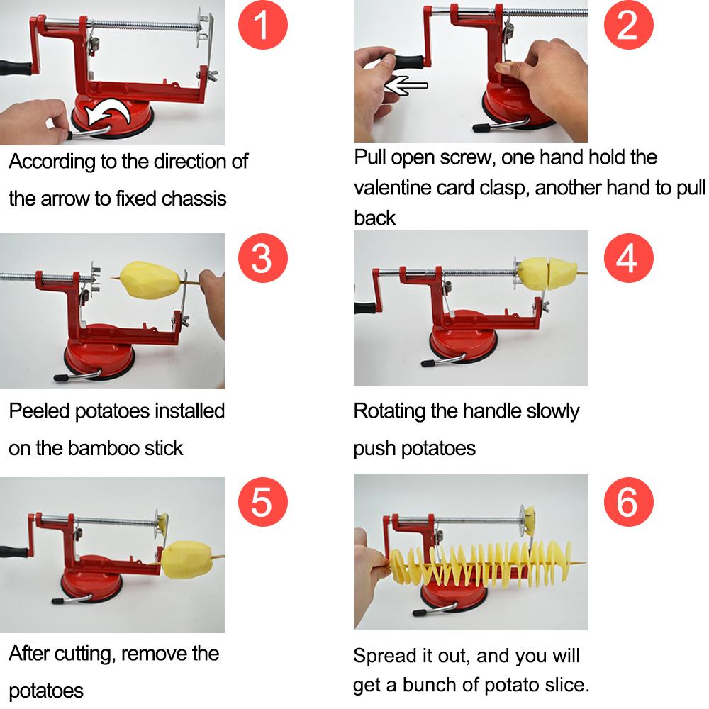 Kitchen Gadgets Vegetable Spiralizer Spiral French Fry Cutter Cooking Tools Twisted Potato Apple Slicer Manual Stainless Steel