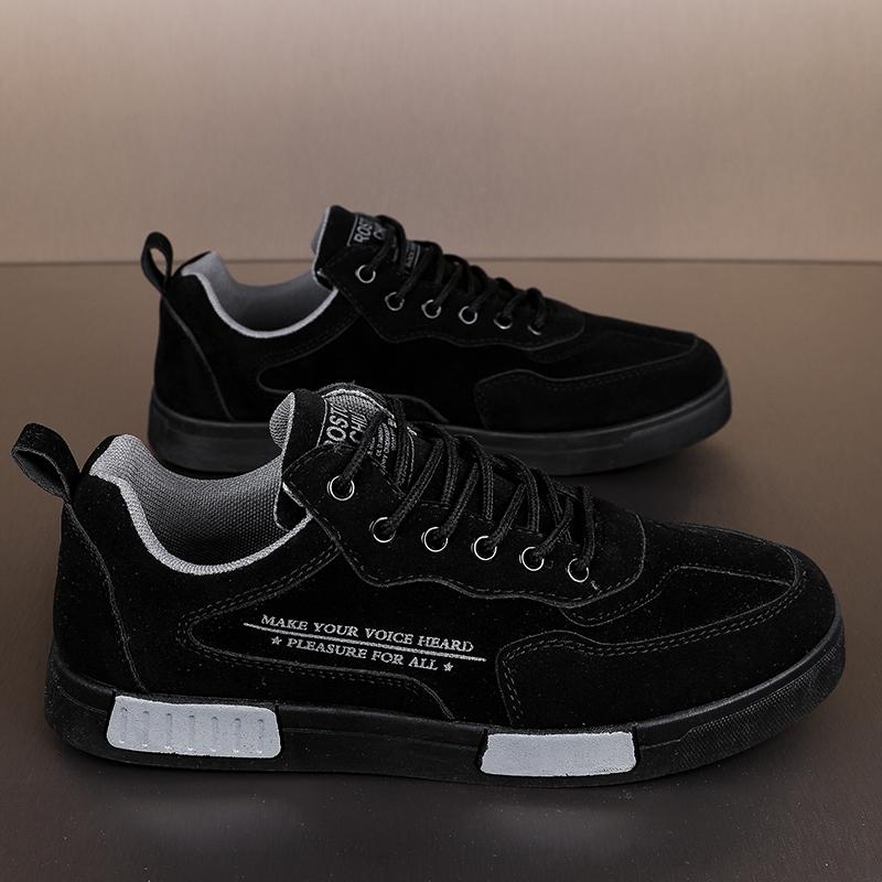 Весенне-осенние мужские замшевые повседневные спортивные туфли дышащие нескользящие на плоской подошве студенческие больших размеров вулканизированные мужские туфли