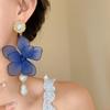 Sweet Beach Earrings Exaggerated Petals Stud Earrings Romantic Mesh Flower Dangle Earrings  Party