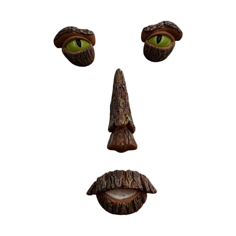 Outdoor Tree Face Whimsical Sculpture Set For Garden Decoration With Funny Looks
