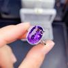 Открытое кольцо с аметистом из глубоко-фиолетовой цирконии - Элегантное женское кольцо с полным бриллиантовым покрытием для прямых трансляций знаменитостей