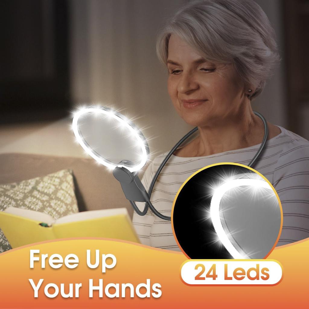 Увеличительное стекло на шею с подсветкой, 5-кратная лупа с подсветкой для чтения, изготовления ювелирных изделий, ремонта электроники, шитья