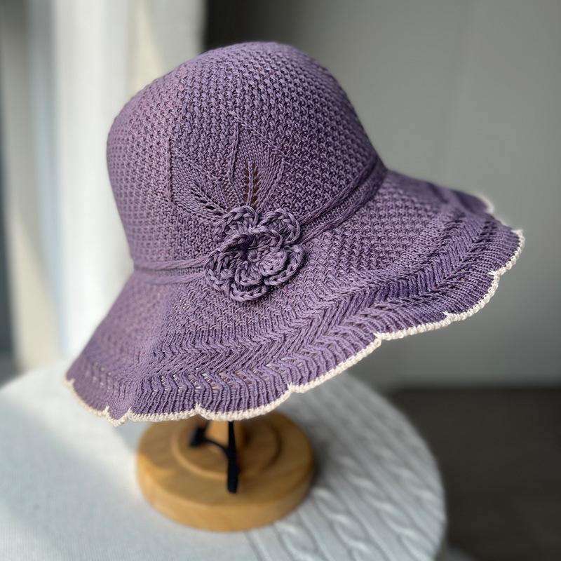 Summer Outdoor Foreign Air Breathable Sun Protection Bucket Hat Women'S Big Eaves Show Face Small Elegant Versatile Sun Hat
