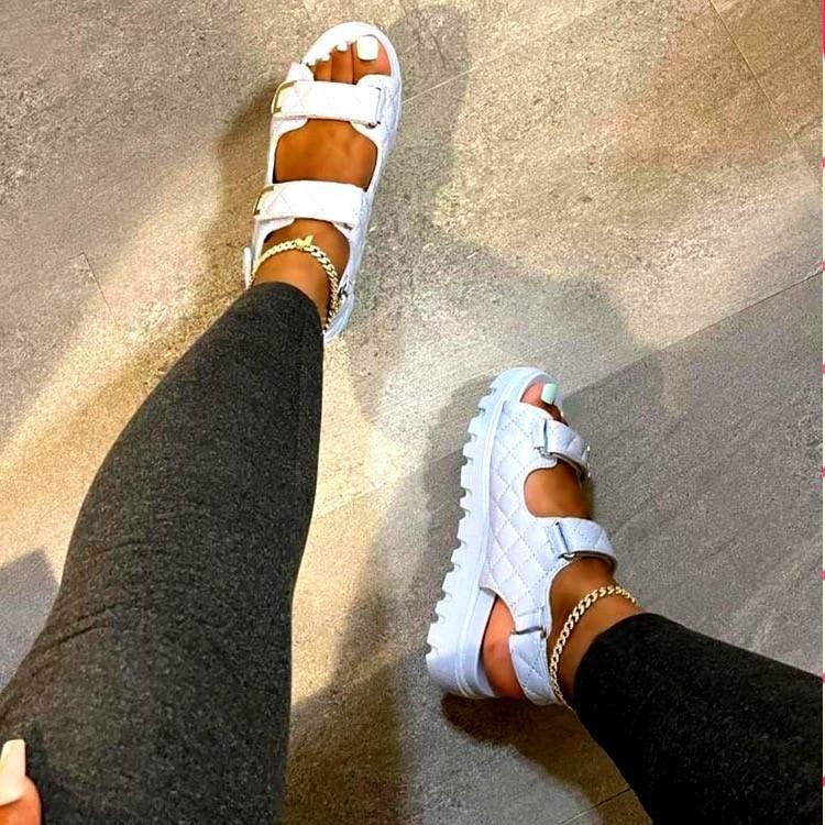 Plus Size Women Platform Sandals With Velcro Straps,Summer Beach Footwear For Independent Store