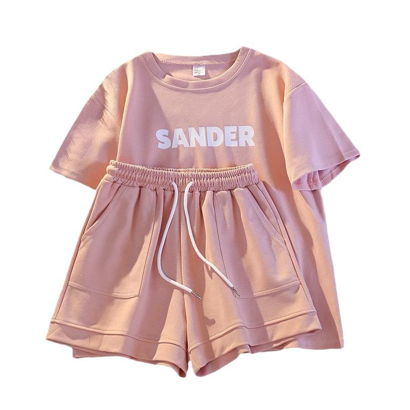 Женский летний комплект с шортами и коротким рукавом - Повседневный, удобный, свободного кроя, двухпредметный для легкого стиля и спортивного комфорта