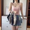 Pure Color with Breast Cushion Halter Vest Women with Short Pure Wind Comfortable Slim-fit Back Top Woman