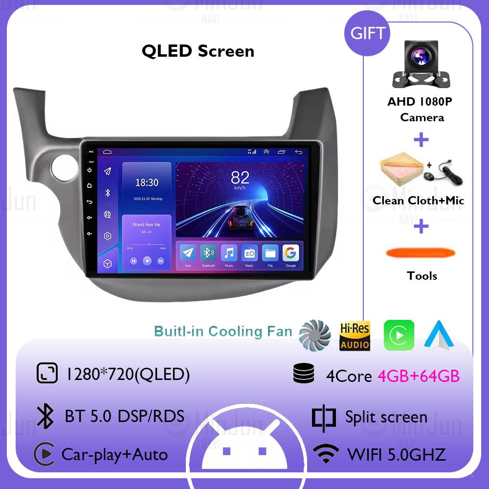 Android 14 Автомобильный Радиоприемник Стерео Для Honda Jazz Fit 2007-2013 Левый руль Мультимедиа Видео Плеер Carplay Auto GPS Навигация