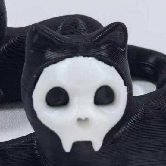 Подставка для ручек в виде кота, 3D-печать, украшение в виде черного кота, фигурка кота со съемной маской-черепом для дома, офисного стола, украшение на Хэллоуин