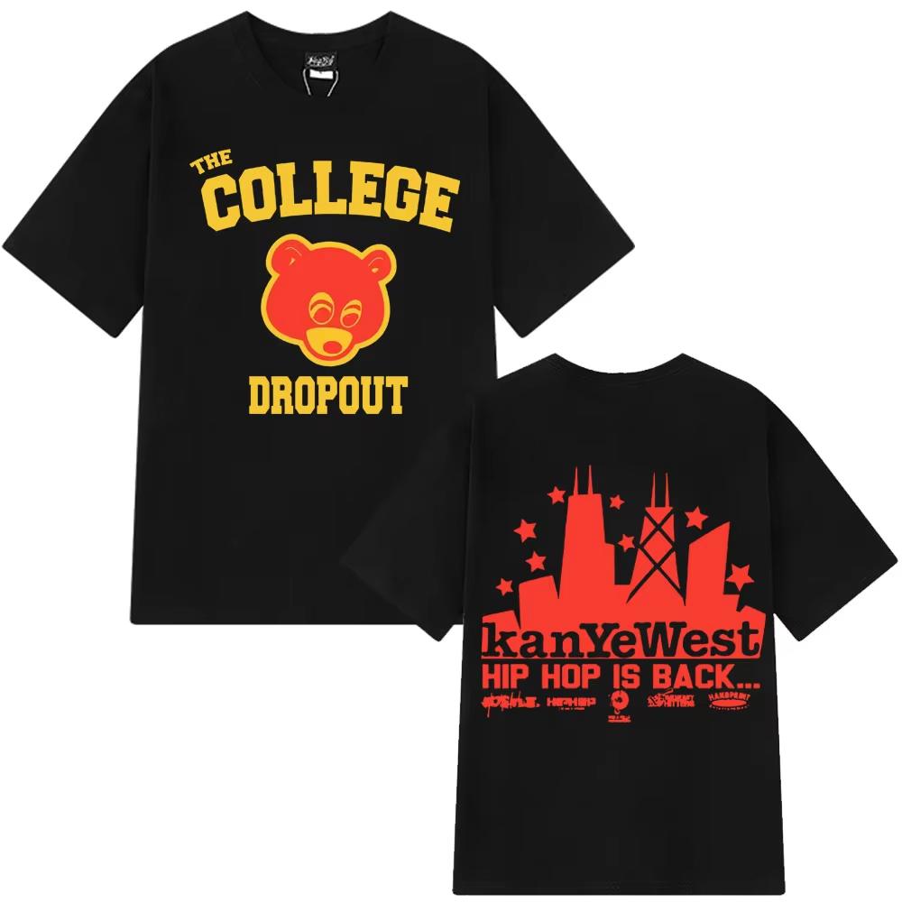 Мужская футболка Kanye West College Dropout, Музыкальный альбом, Принт Харадзюку, Мужская летняя футболка с принтом с коротким рукавом 100% чистый хлопок