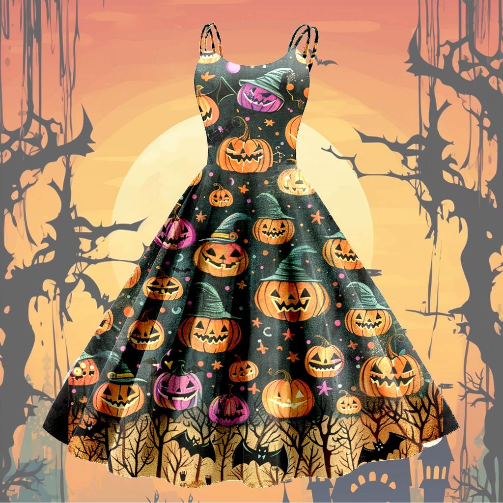 Женское модное сексуальное коктейльное платье без бретелек с принтом на Хэллоуин в стиле панк, винтажное платье.