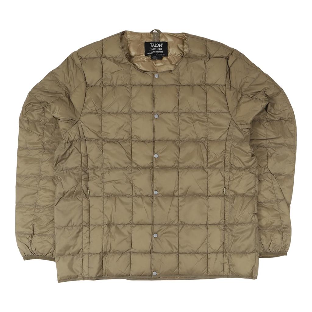 Мужская куртка пуховик с круглым вырезом и пуговицами (ТАИОН-104)