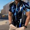 Men's Shirt Polo Casual Zip Short Sleeve Fashion Casual Zipper Summer Spring Regular Fit Glass Printing 3D Print Shirt