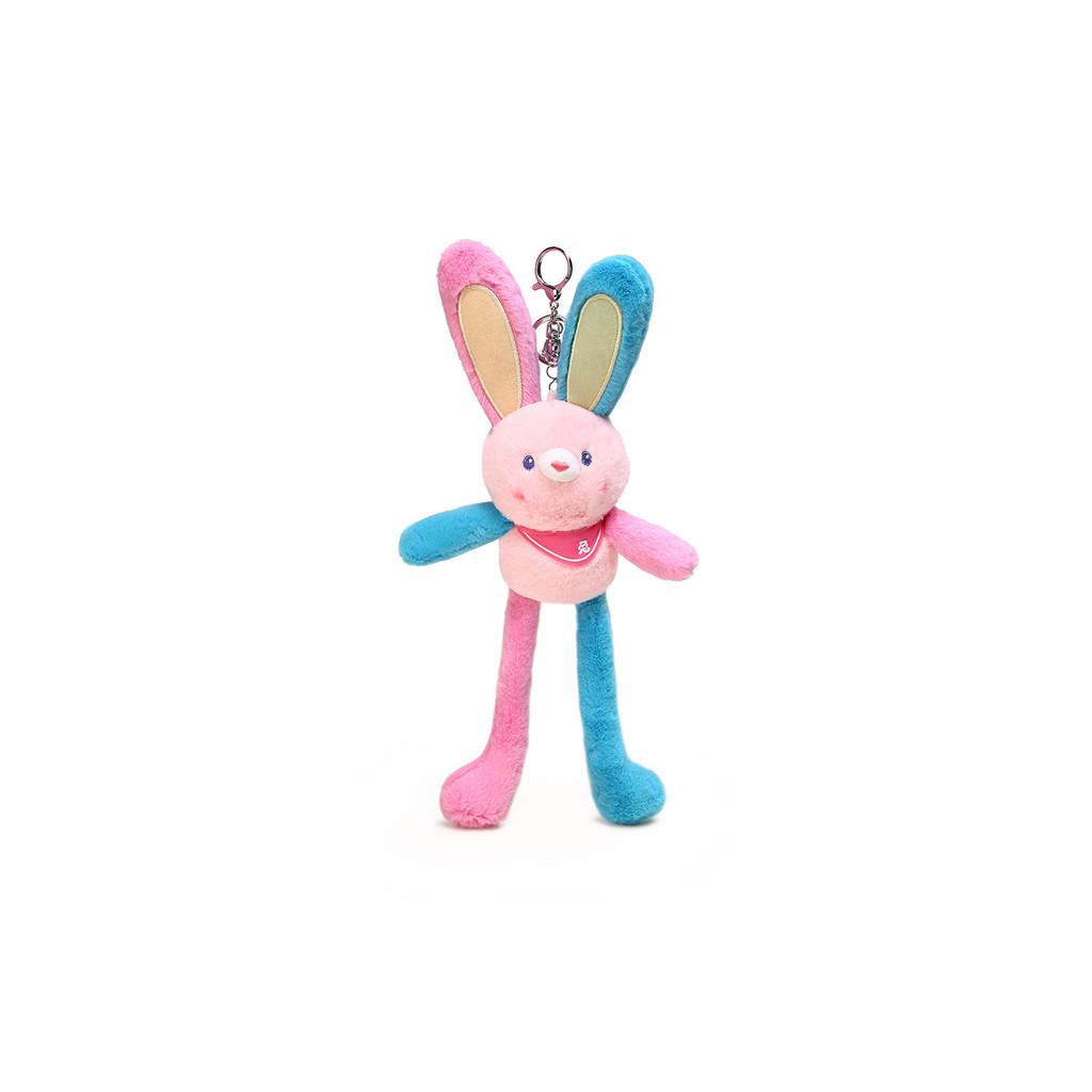 Cute Color Cartoon Blocked Rabbit Plush Toy Pendant With Stretchable Ears