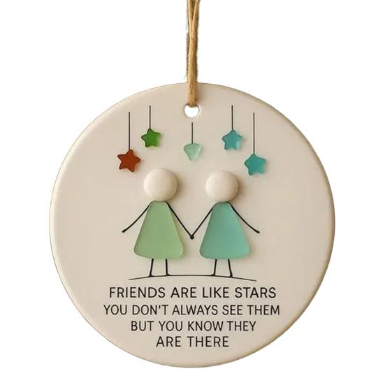 Sea Glass Art Friendship Ornament Handmade Sea Glass Christmas Tree Ornament TRUE Friends Are