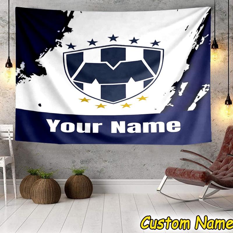 Custom Name Monterrey Team Spirit In Action Tapestry Room Decoration Wall Hanging for Living Room Bedroom, dormitory, Birthday and Christmas gifts