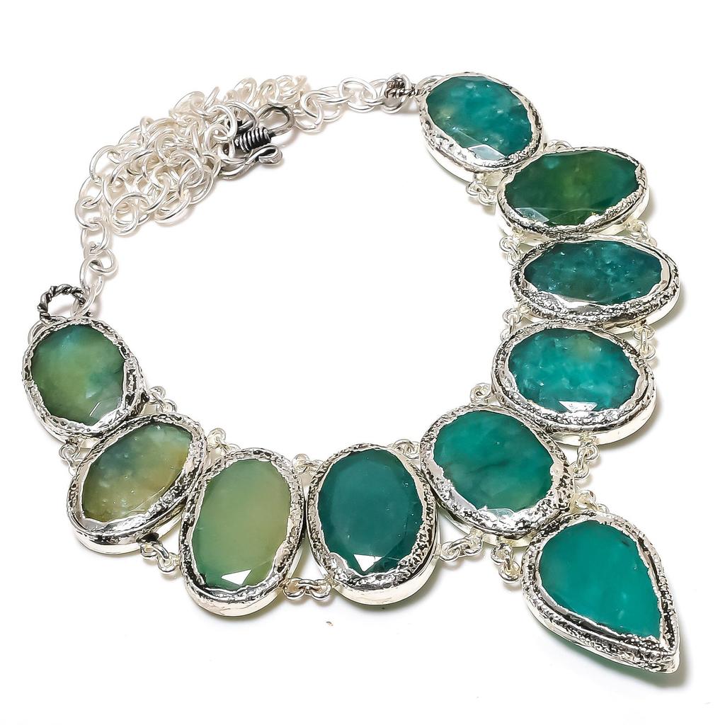 Удивительный изумрудный драгоценный камень ручной работы из стерлингового серебра 925 пробы, ожерелье с гальванопластикой, изумрудное серебро для жены, унисекс-ожерелье, подарки на День матери