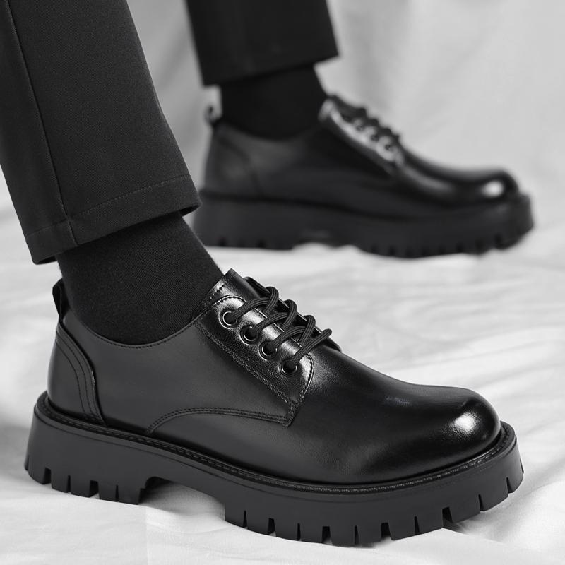 Модные мужские туфли на толстой подошве в стиле ретро, повседневные, британские, для отдыха на открытом воздухе, для деловой вечеринки, свадьбы жениха, классические коричневые туфли
