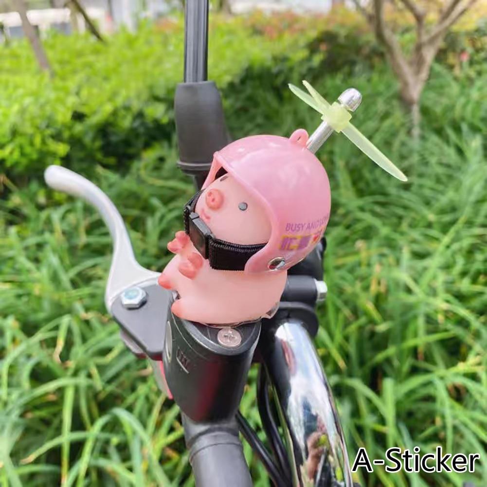 Car Cute Little Pink Pig With Helmet Propeller Wind-breaking Duck Road Bike Motor Helmet Riding Cycling Car Accessories Decor