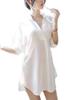 Roca Roca Lingerie Pajamas Mini Babydoll Roomwear Negligee Short Sleeve Nightwear Set Boyfriend Shirt Nightwear White Shirt-Style (White)