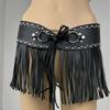 Панк Юбка Украшение Черный Пу Кисточка Пояс Ретро Клепки Ремень Женский/Девочки