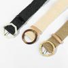 Summer Wide Bohemian Waistbelt Straw Belt Wooden Buckle Elastic