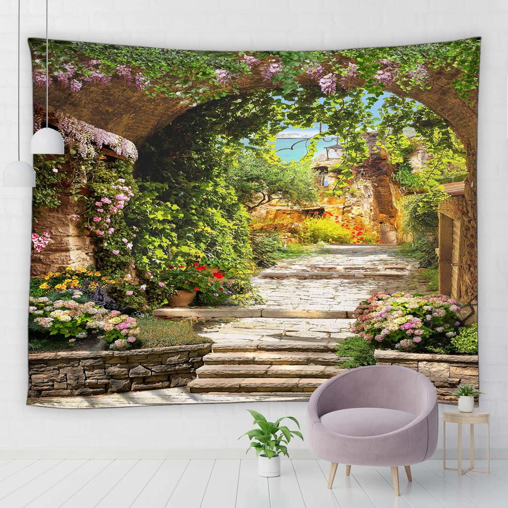 Домашний Декор Гостиная Гобелен Каменные Арки Пейзаж Гобелен На Стене Римский Сад Пейзаж Спальня Фон Настенный Гобелен