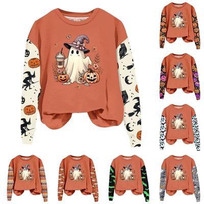 Женская одежда, осенне-зимний Хэллоуин, круглый вырез, длинный рукав, большой свободный плюшевый утолщенный свитер, топ