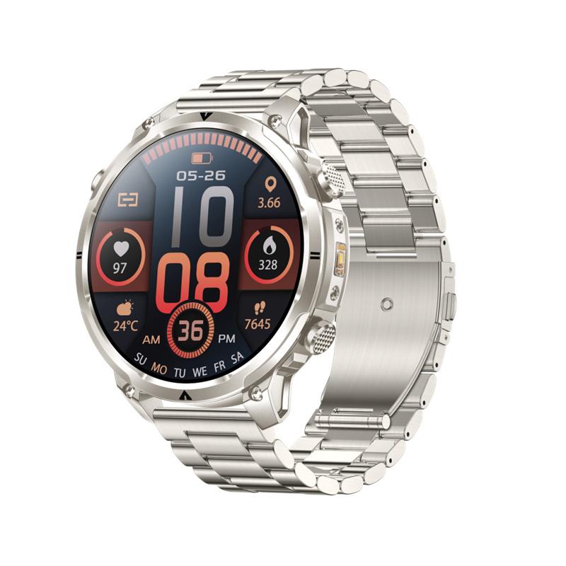 MK100 Smart Watch Men Outdoor Sports GPS Positioning Flashlight Altitude Air Pressure BT Calling Health Monitoring Smartwatch