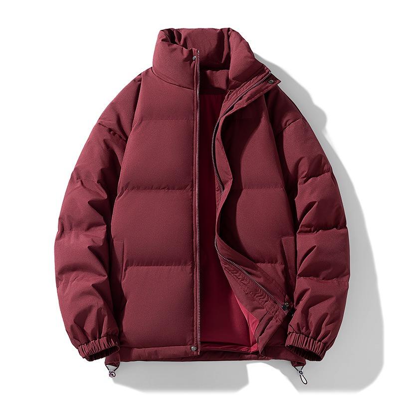 Однотонная одежда из хлопка с пухом, со стойкой, мужская и женская, новая зимняя, утолщенная, теплая, трендовая, повседневная, парная, одежда-пуховик
