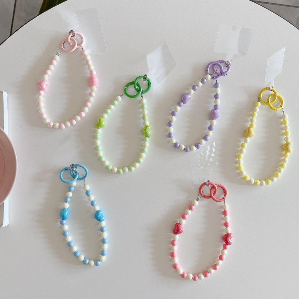 Красочный цепочный ремешок для телефона через плечо с бусинами в форме сердца - Защита от потери, Подходит для всех чехлов