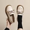 Bow Women's Autumn New Flat-bottomed Shallow Mouth Small Leather Shoes One-pedal Single Shoes Women