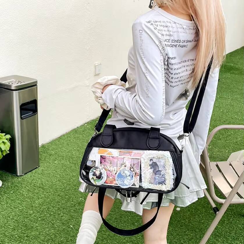 New Y2k Ballet Ribbon Bow Ita Shoulder Bag Cute Sweet Girl Transparent Small Crossbody Bag DIY Handbags Outdoor Purses Tote Bags