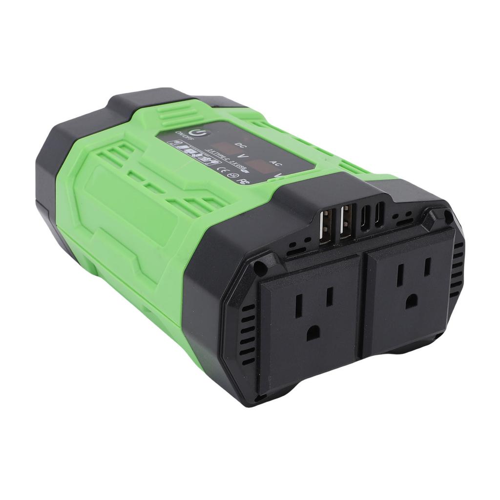 300W Car Inverter 12V DC To 110V AC Power Inverter with 2 USB 2 Type C Ports 2 Sockets for Computer Phone