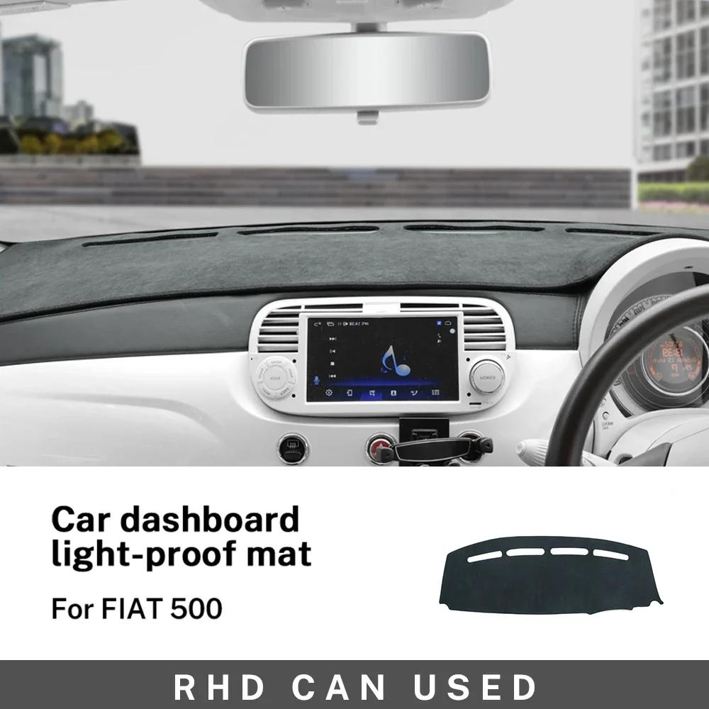 For Fiat 500 2008-2023 Abarth 595 2012-2023 LHD RHD Flannel Dashmat Dashboard Sunshade Carpet Pad Interior Decor Parts