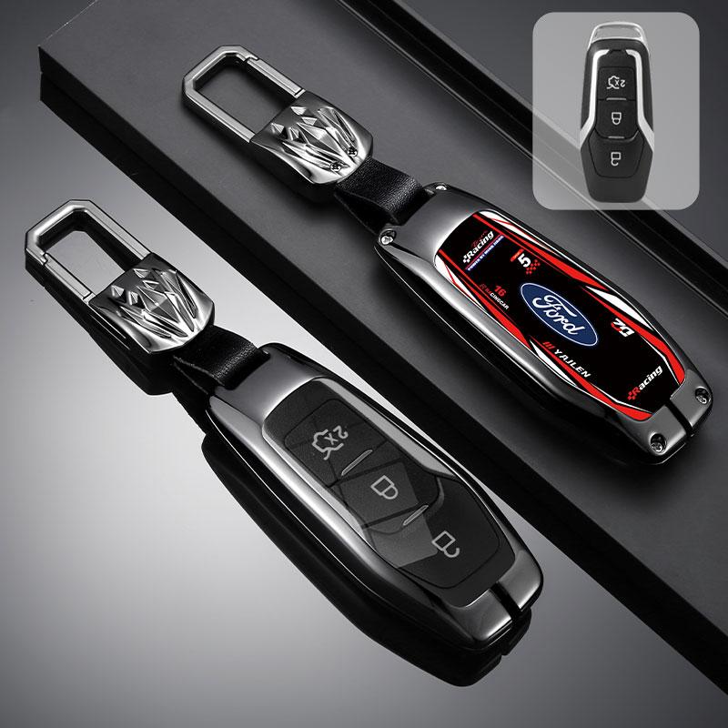 KLKY5 Car Key Case Cover Shell Racing Style Design Accessories For Ford Fusion Mondeo Mustang F-150 Explorer Edge 2015 2016 2017 2018