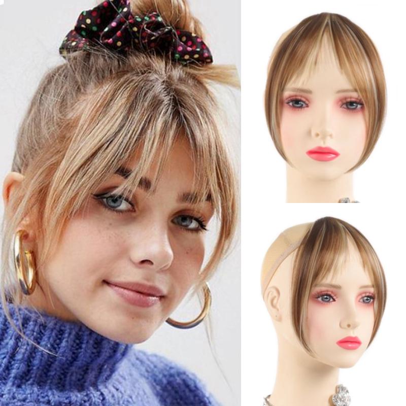 Синтетический парик с французской 3D-челкой и натуральной бесшовной челкой посередине, а также натуральной челкой в виде восьми прядей для женщин.