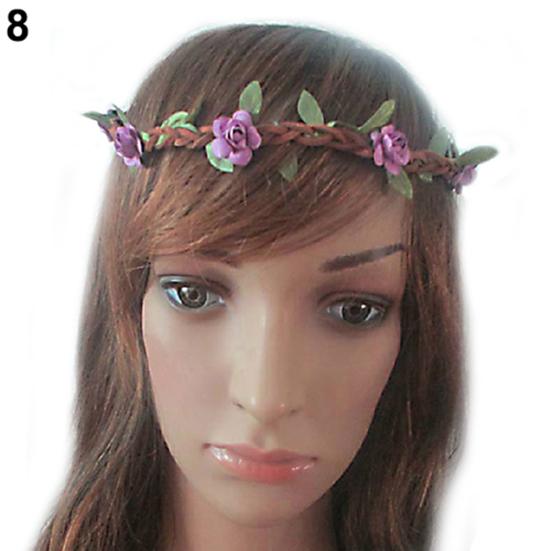 Повязка на голову с цветочным принтом в стиле бохо, праздничная вечеринка, свадебная повязка для волос с гирляндой для леди